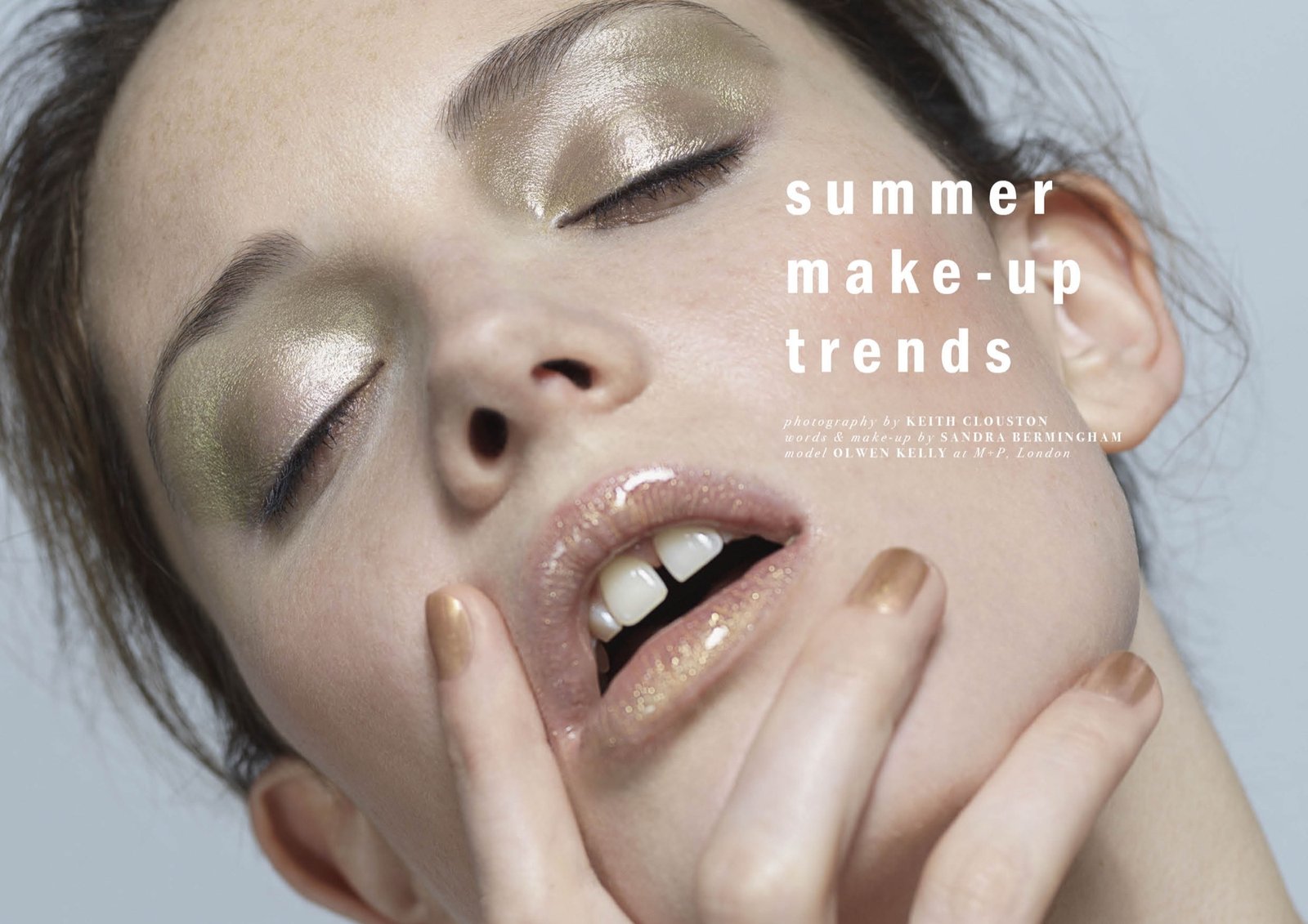 Gold-toned editorial beauty look